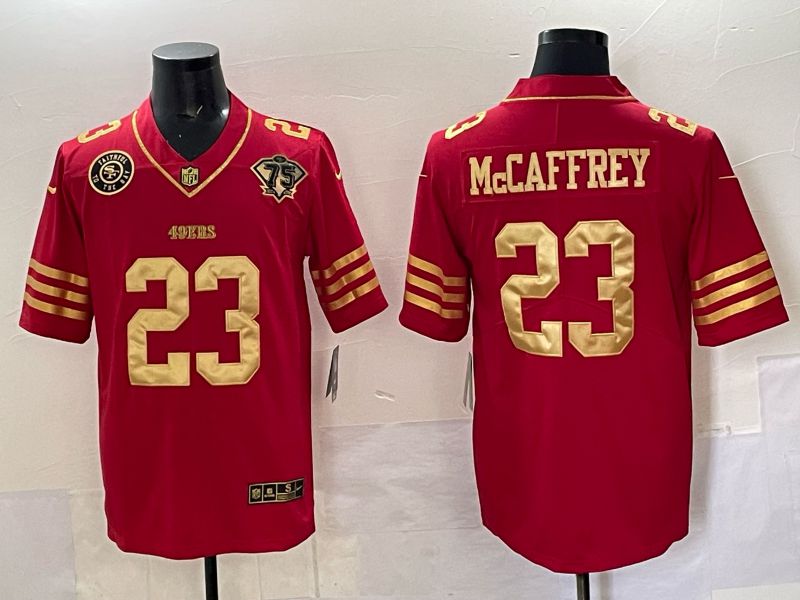 Men San Francisco 49ers #23 Mccafrey Red 75th Nike Limited NFL 2025 Jersey style 03->san francisco 49ers->NFL Jersey